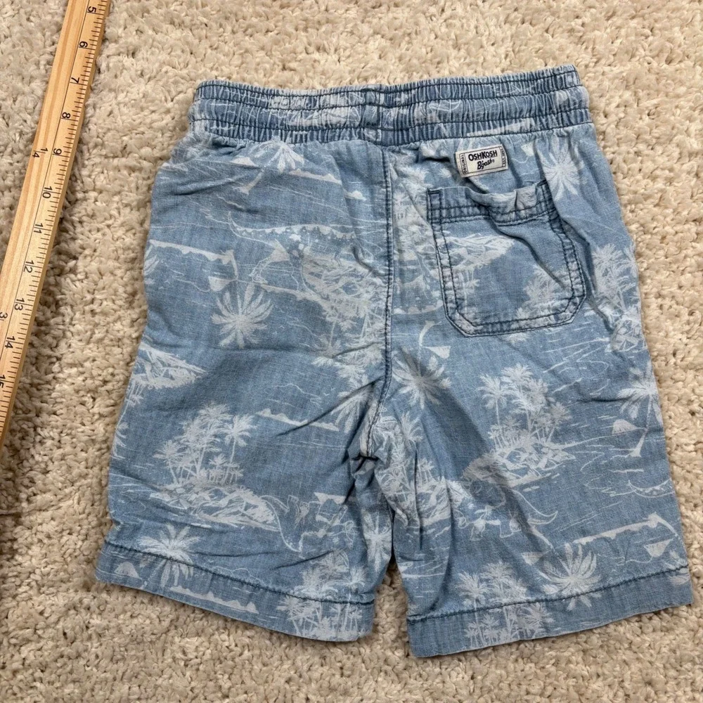 OshKosh B'gosh Kids Shorts Size 6A Blue Tropical Palm Tree‎ Print Elastic Waist